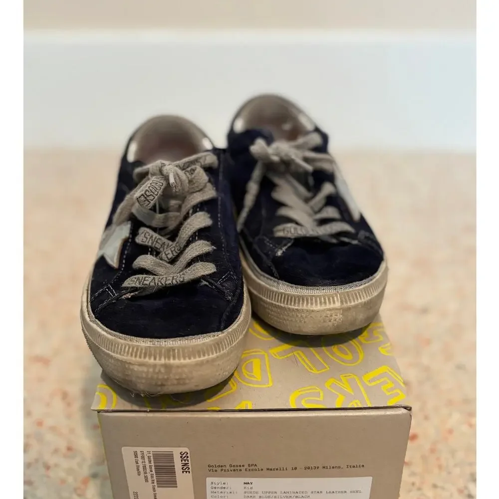 Golden Goose Kids May Sneakers - Blue/Silver/Black - Size 31 US 13
